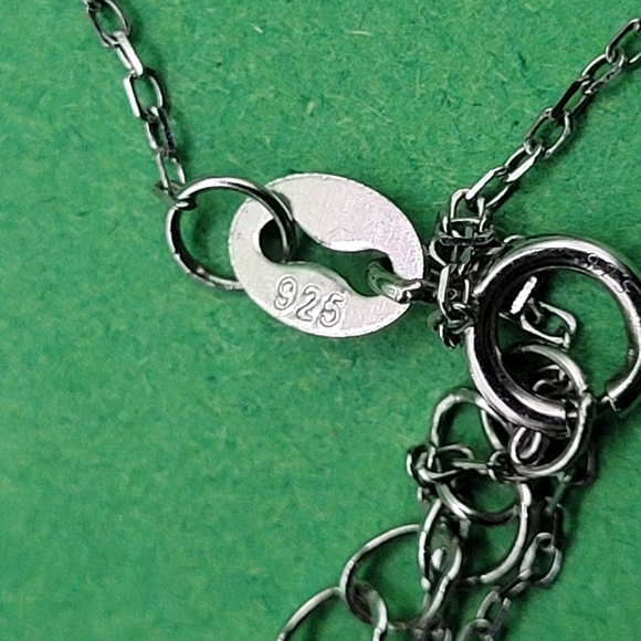 Cushion Cut CZ & Black CZ Halo Pendant and Chain, Sterling Silver 923 - Picture 6 of 10